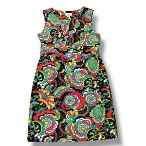 Jude Connally Ellie Dress Size Small Colorful Paisley Preppy Sleeveless V-Neck
